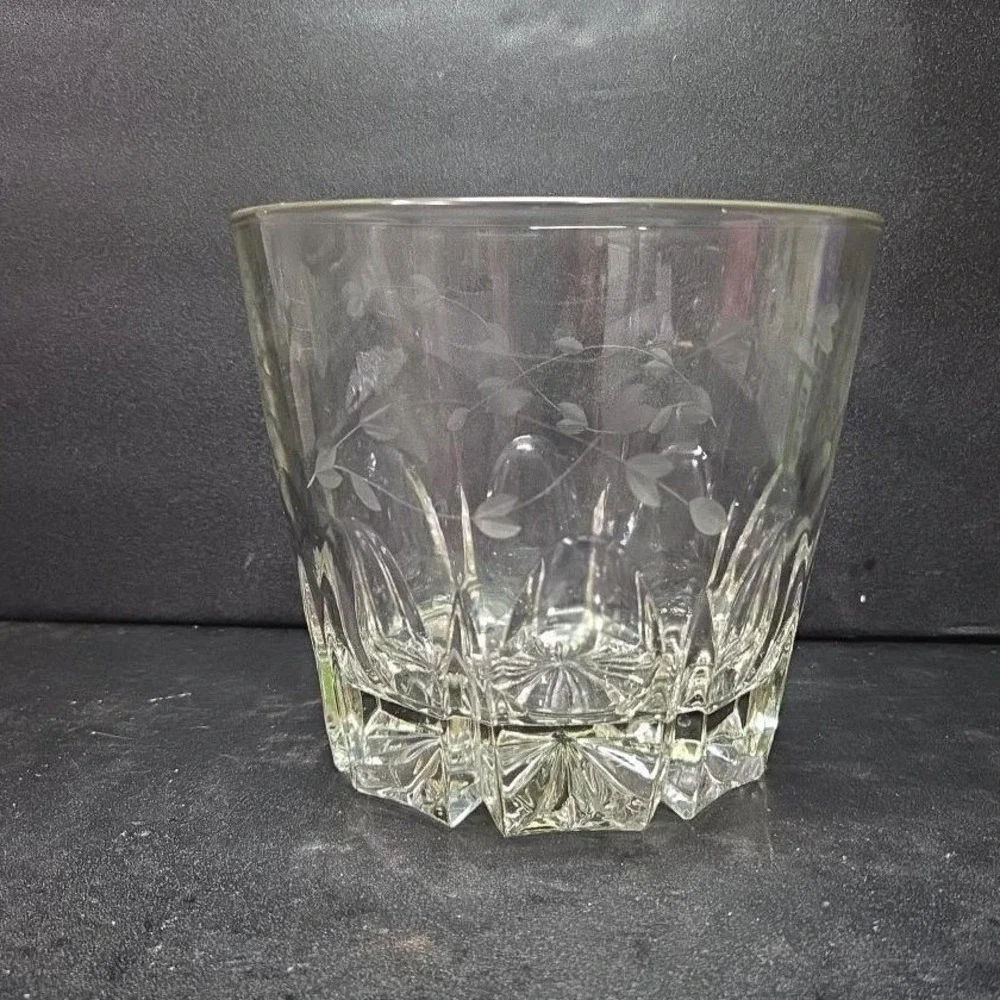 Princess House‎ Heritage Crystal Ice Bucket, Etched Floral Serving Bowl, Barware